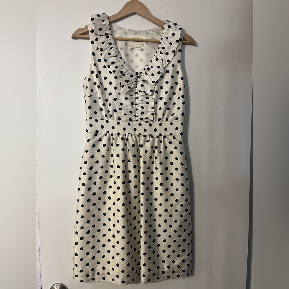 Kate Spade White Dress with Black Polka Dots. Size 4.
